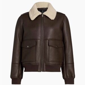 Mercer Collective faux Leather bomber Jacket with Shearling Collar
